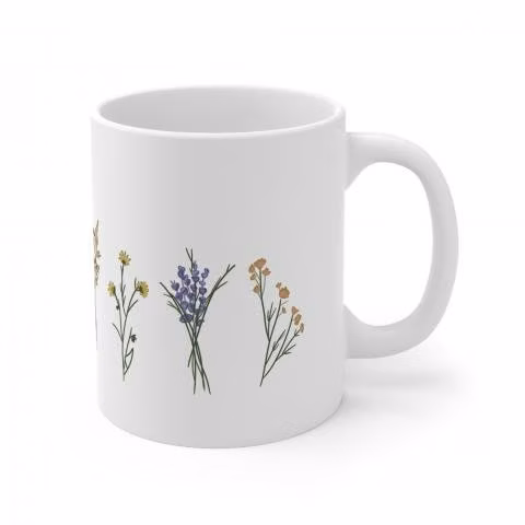 Tazon con diseño de jardin de flores moradas y otr - Imagen 4
