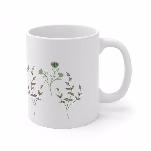Tazon con diseño jardin flores rojas y verdes - Imagen 3