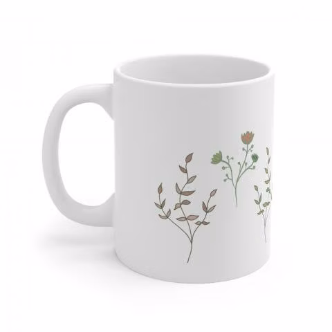Tazon con diseño jardin flores rojas y verdes - Imagen 4
