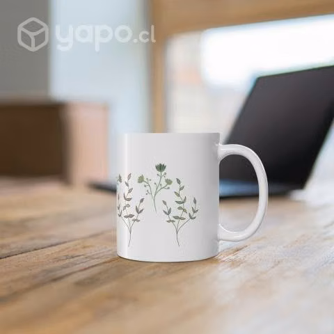 Tazon con diseño jardin flores rojas y verdes - Imagen 2