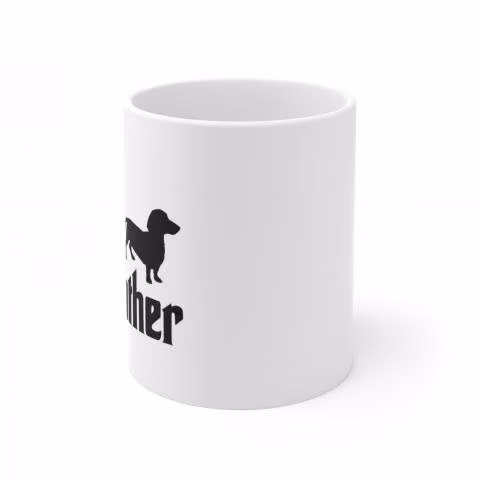 Tazon con diseño de perrito salchicha dogfather