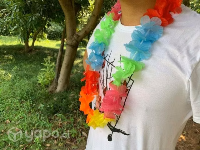 Pack de Collar hawaiano flor x 12 fiesta cotillón - Imagen 2