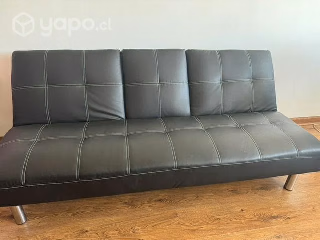 Futon de cuero, negro - Imagen 3