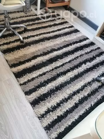Alfombra Shaggy colores negro, gris y beige