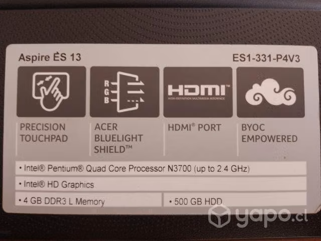 Notebook Acer 13 modelo es1-311-p4v3