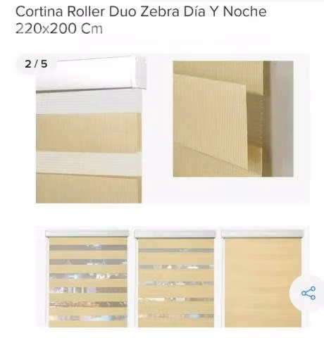 Cortina roller duo zebra 220x200 cm Beige