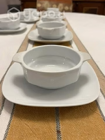 Pocillo porcelana para consomé o sopa juego para 8