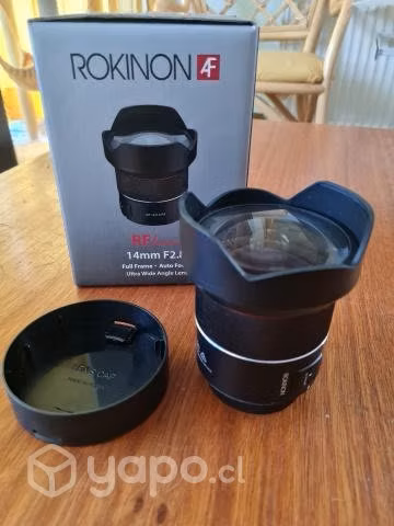 Lente Rokinon RF 14mm para Canon + Flash Meike