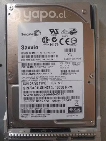 Sun 72gb 2,5" sff 10k sas hdd p/n 