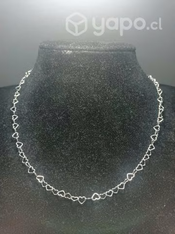Cadena de plata ley 925, estilo corazón