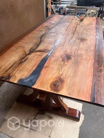 Mesa rústica de roble con resina epoxica - Imagen 2