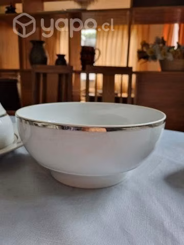 Vajilla thomas blanca con borde plateado - Imagen 4