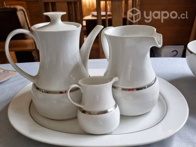 Vajilla thomas blanca con borde plateado - Imagen 3