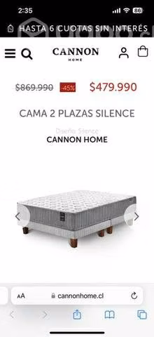 Cama 2 plazas Cannon Silence! Despacho gratis - Imagen 2