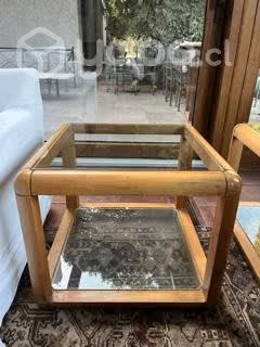 Mesa centro de madera y vidrio