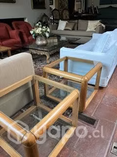 Mesa centro de madera y vidrio