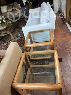 Mesa centro de madera y vidrio