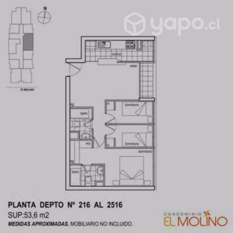 Departamento 54m2, 3D, 2B