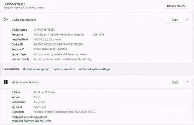 Notebook Asus gaming tuf A15 - Imagen 2