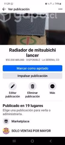 Radiador de mitsuichi lancer desde el 1991_1999