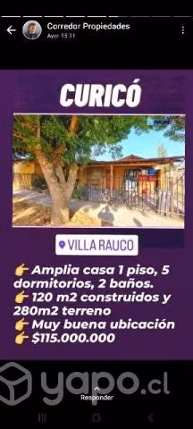 Amplia casa en villa rauco