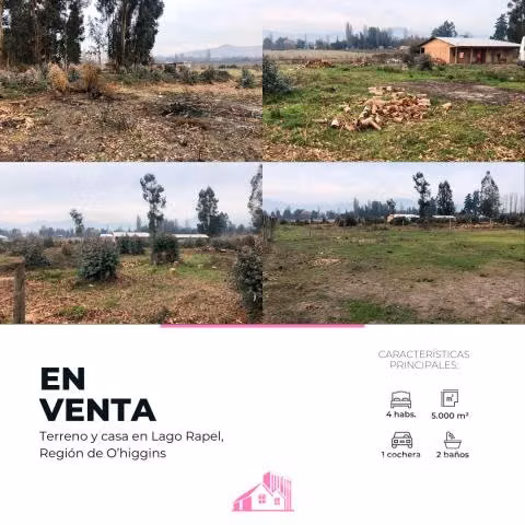 Terreno y casa 5000 m2 en Lago Rapel