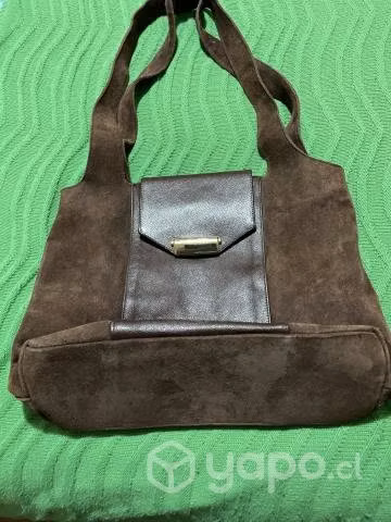Cartera de Gamuza con Cuero