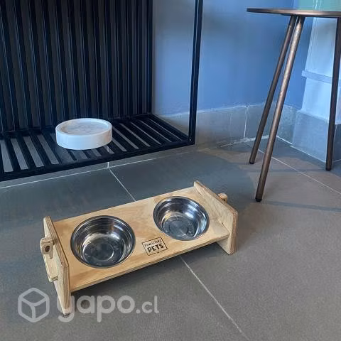 Comedero Armable en Altura de Madera para Gatos
