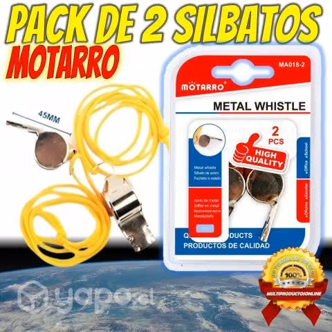 Pack De 2 Silbatos O Pitos De Acero Con Correa
