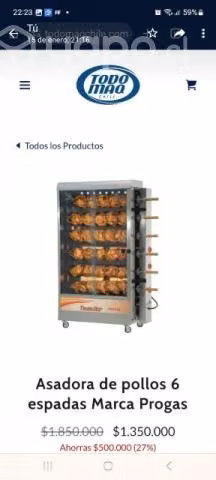 Venta asadora 6 espadas