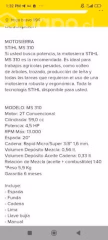 Motosierra Stihl ms 310