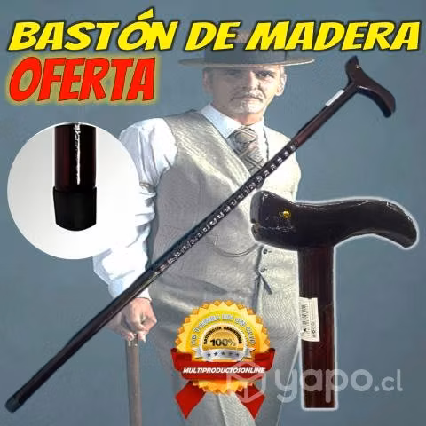 Bastón De Madera Ergonomico Firme Caminar Elegante