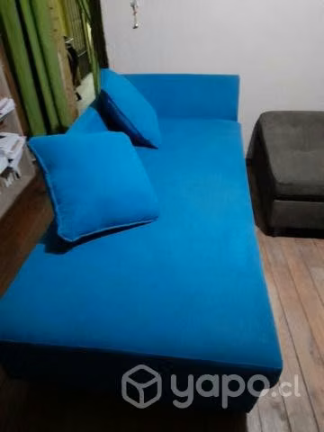 Sofá y sillón cama azul suave