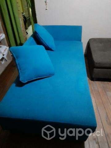 Sofá y sillón cama azul suave - Imagen 2