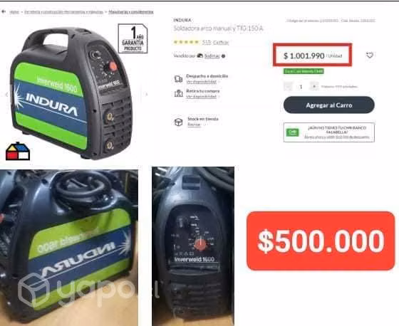 Soldadora arco manual y TIG 150 A