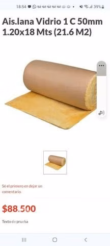 2 Rollos de Lana de Vidrio para aislacion