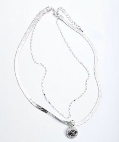 Collar Bañado en Plata y Ojo Turco con Circonias - Imagen 2