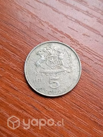 Moneda de 5 escudos chilenos coleccionable - Imagen 2