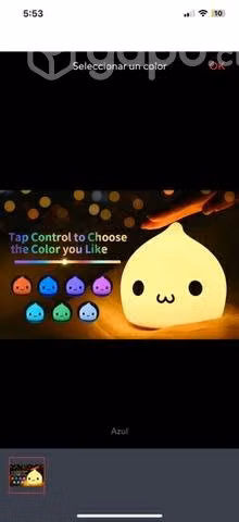Lámpara led de silicona gota de agua 7 colores