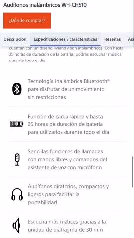 Audífonos inalámbricos Sony