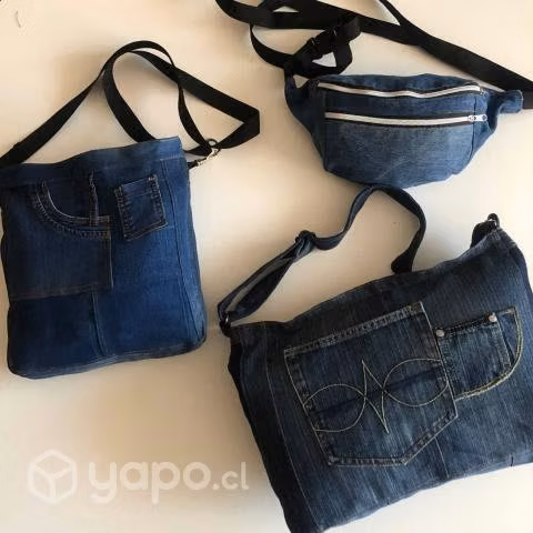 Bolsos tipo cartera o bandoleras jeans mezclilla