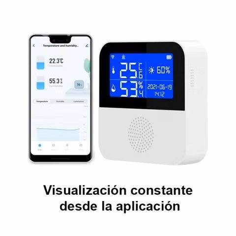 Reloj Sensor Ext. Temperatura Humedad Wifi Tuya Al