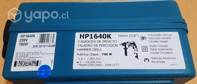 MAKITA -Taladro percutor 760W 13mm HP1640 C/maleta