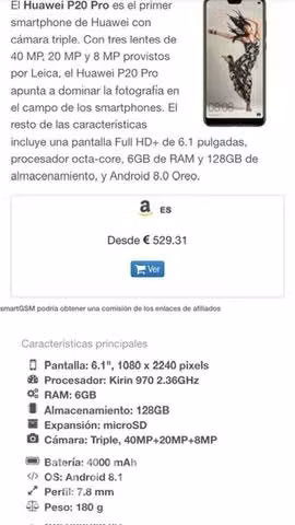 Celular Huawei P20PRO - Imagen 2