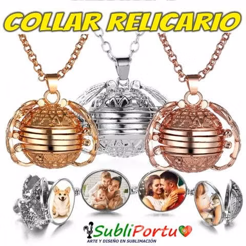 Original Collar Relicario Portafotos Con Cadena