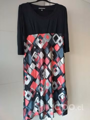 Vestido negro y diseño en seda-algodón - Imagen 2
