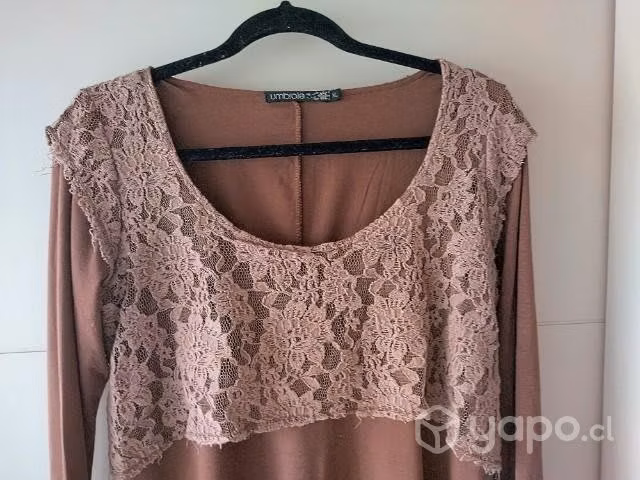 Vestido de Algodón y encaje café diseño - Imagen 6