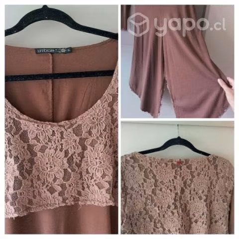 Vestido de Algodón y encaje café diseño - Imagen 5