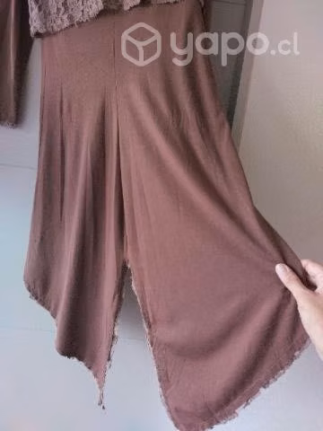 Vestido de Algodón y encaje café diseño - Imagen 3