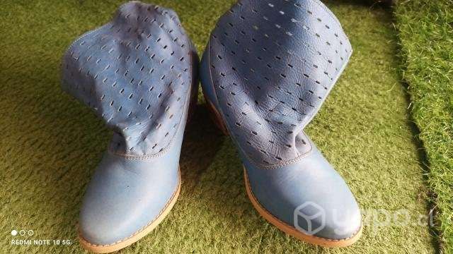 Botin azul cuero n°36 - Imagen 2